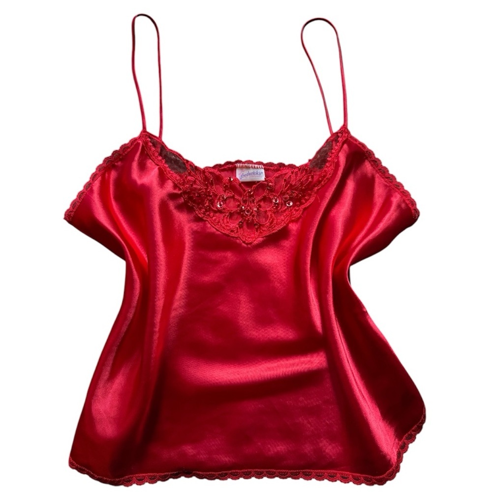 SOLD Vintage Frederick’s of Hollywood Red Satin Camisole // Y2K Lingerie